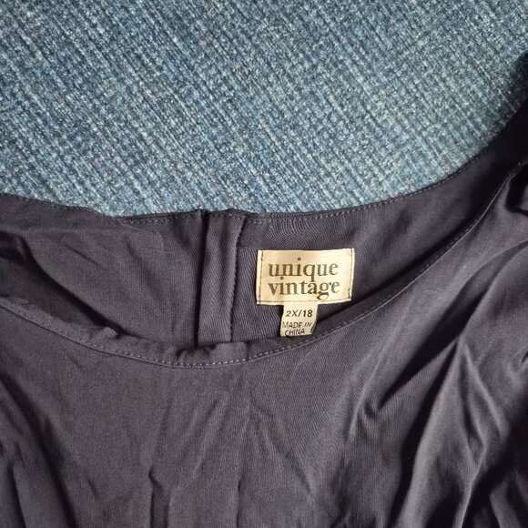 Unique Vintage 1950s Navy Bow Sleeve Selma Swing Dress - Picture 2 of 5